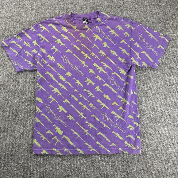 Vintage Y2K Rogue Status Gun Show AOP T Shirt Skate Grunge Rock Rob Dyrdek Sz M - Picture 1 of 6